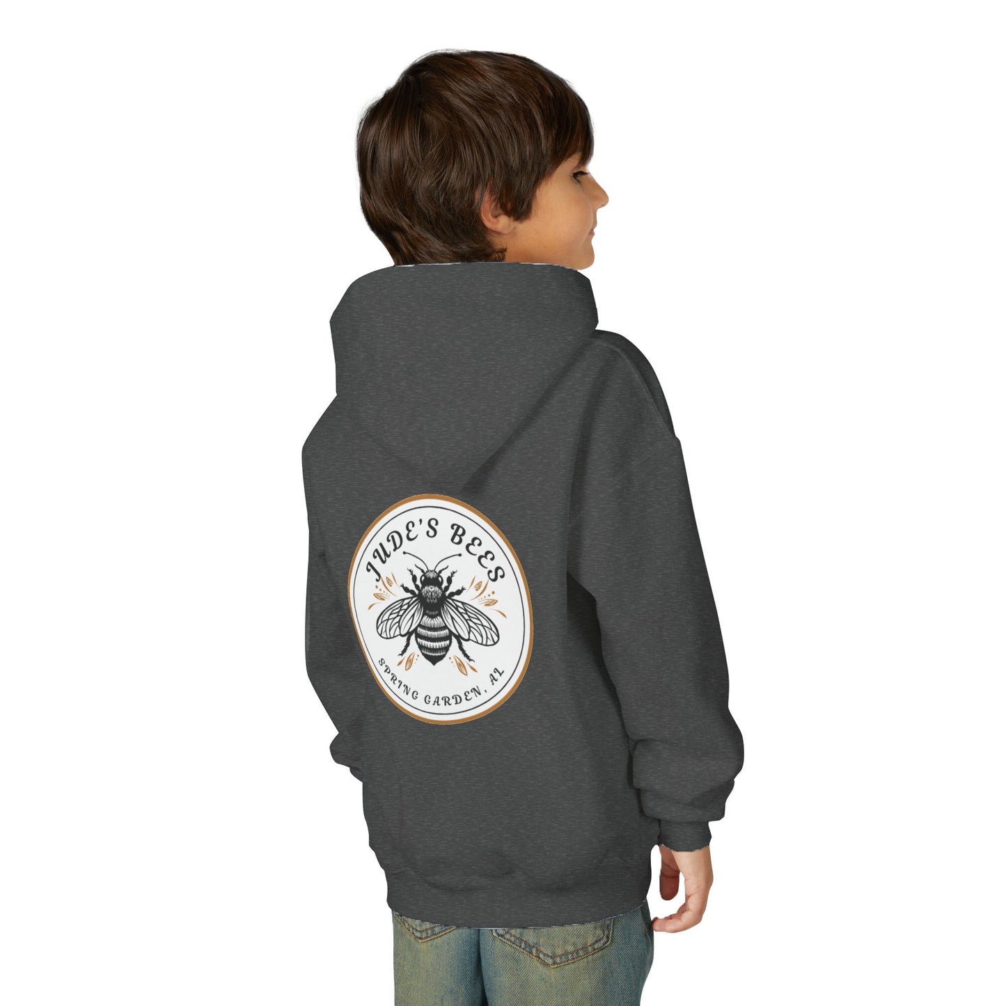 Jude;s Bees-Themed Youth Hoodie, Perfect for Nature Lovers, Unique Gift, Eco-Friendly Apparel, Spring Fashion