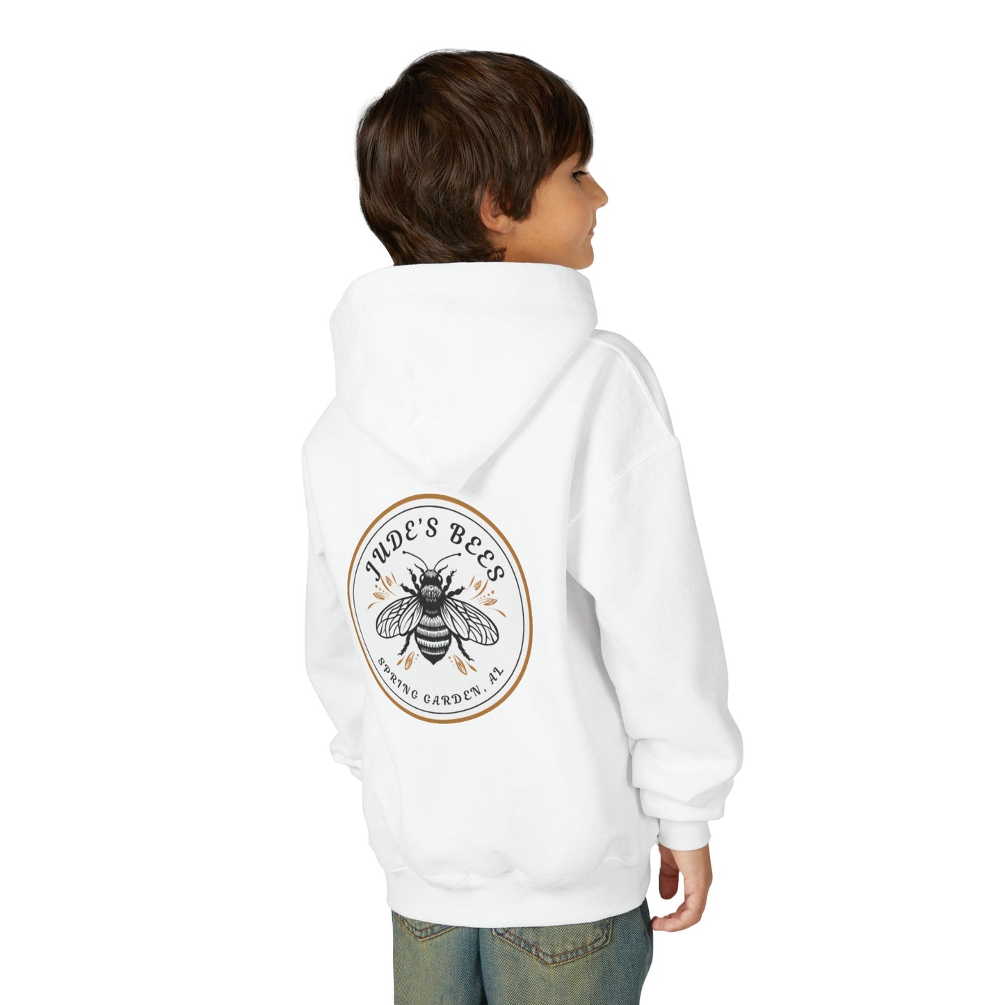 Jude;s Bees-Themed Youth Hoodie, Perfect for Nature Lovers, Unique Gift, Eco-Friendly Apparel, Spring Fashion